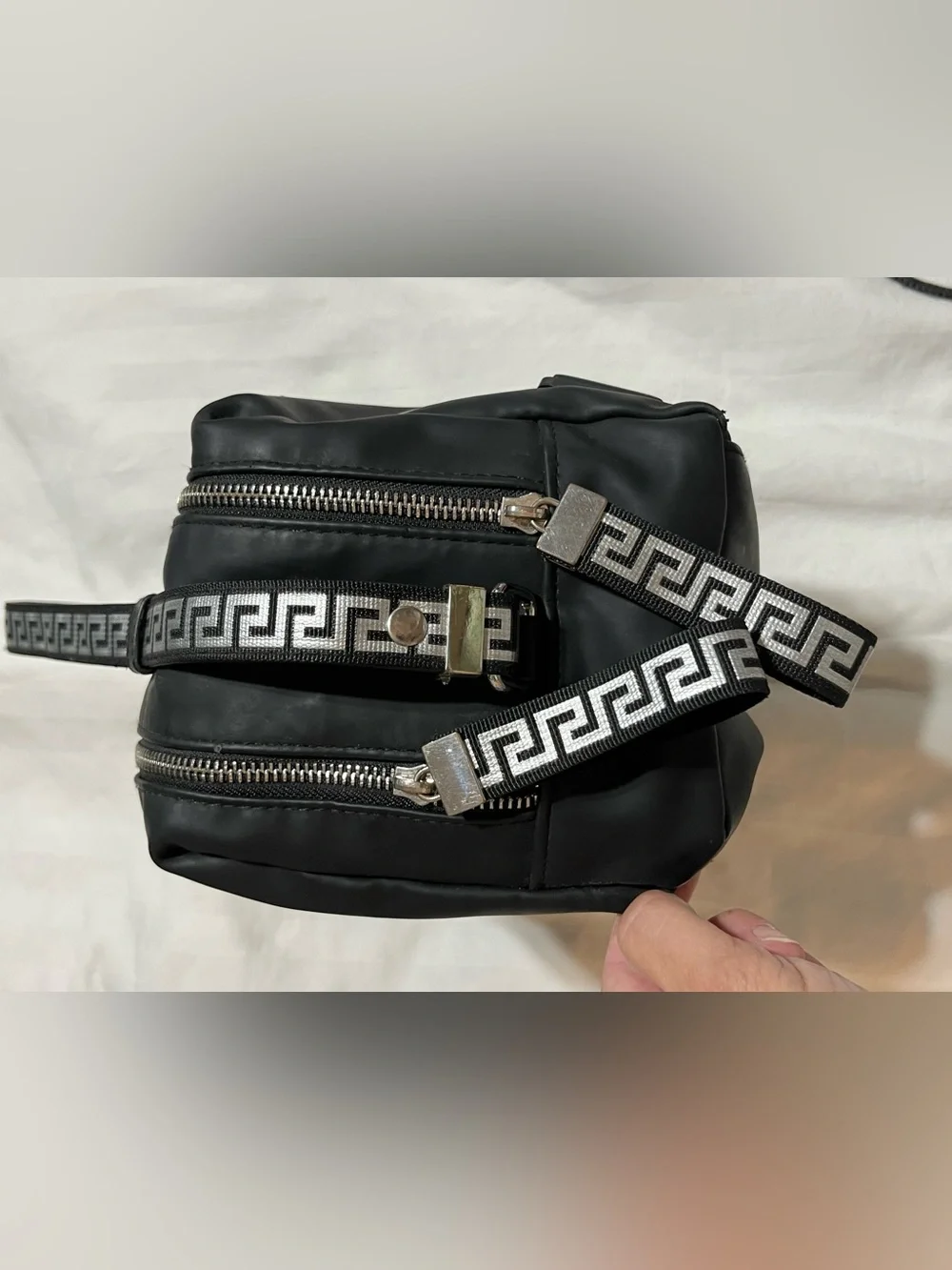 Versace Black Men’s Toiletry Bag with Medusa Logo Plaque
